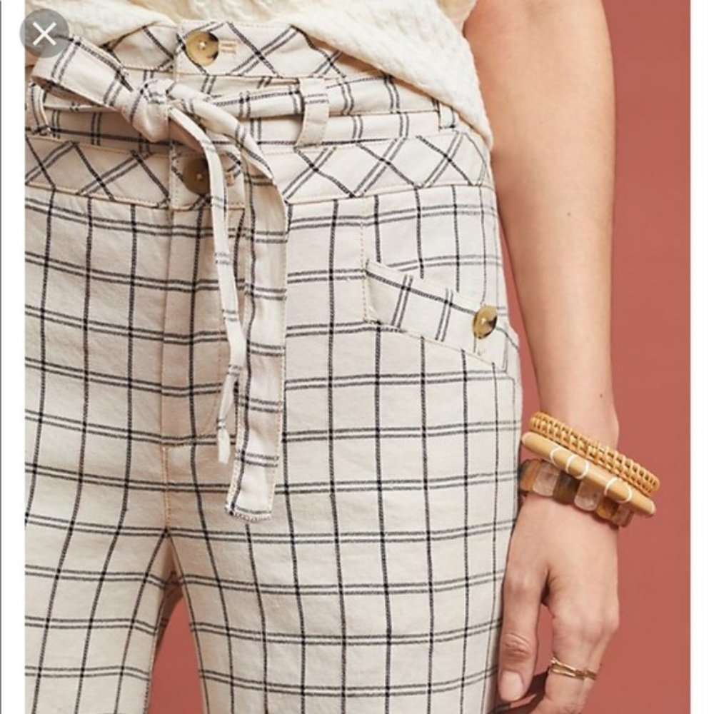 ANTHROPOLOGIE Windowpane Wide Leg Trouser